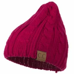Cheveux Solid Cable Knit Beanie -Adams Shop sc010ps hot pink 1
