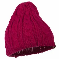 Cheveux Solid Cable Knit Beanie -Adams Shop sc010ps hot pink 4