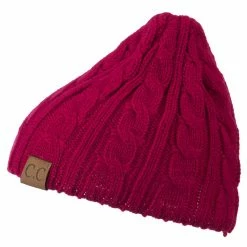 Cheveux Solid Cable Knit Beanie -Adams Shop sc010ps hot pink 5