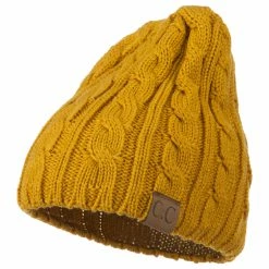Cheveux Solid Cable Knit Beanie -Adams Shop sc011ps mustard 1