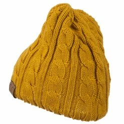 Cheveux Solid Cable Knit Beanie -Adams Shop sc011ps mustard 2