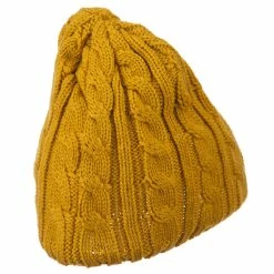 Cheveux Solid Cable Knit Beanie -Adams Shop sc011ps mustard 3