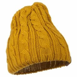 Cheveux Solid Cable Knit Beanie -Adams Shop sc011ps mustard 4
