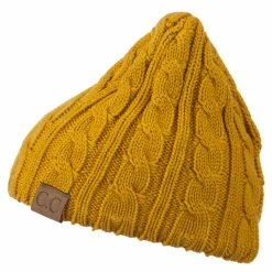 Cheveux Solid Cable Knit Beanie -Adams Shop sc011ps mustard 5