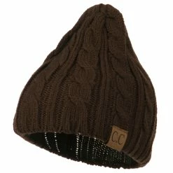 Cheveux Solid Cable Knit Beanie -Adams Shop sc012ps brown 1