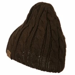 Cheveux Solid Cable Knit Beanie -Adams Shop sc012ps brown 2