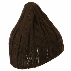 Cheveux Solid Cable Knit Beanie -Adams Shop sc012ps brown 3