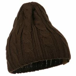 Cheveux Solid Cable Knit Beanie -Adams Shop sc012ps brown 4