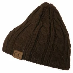 Cheveux Solid Cable Knit Beanie -Adams Shop sc012ps brown 5