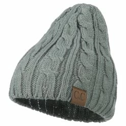 Cheveux Solid Cable Knit Beanie -Adams Shop sc013ps natural grey 1