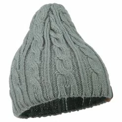 Cheveux Solid Cable Knit Beanie -Adams Shop sc013ps natural grey 4