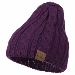 Cheveux Solid Cable Knit Beanie -Adams Shop sc014ps purple 1