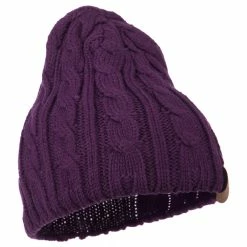 Cheveux Solid Cable Knit Beanie -Adams Shop sc014ps purple 4