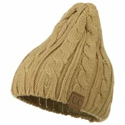 Cheveux Solid Cable Knit Beanie -Adams Shop sc015ps taupe 1