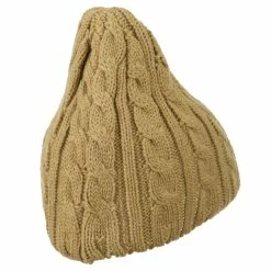 Cheveux Solid Cable Knit Beanie -Adams Shop sc015ps taupe 3