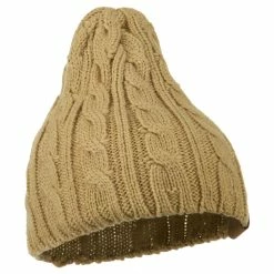 Cheveux Solid Cable Knit Beanie -Adams Shop sc015ps taupe 4