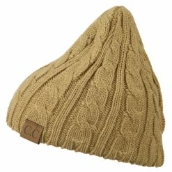 Cheveux Solid Cable Knit Beanie -Adams Shop sc015ps taupe 5