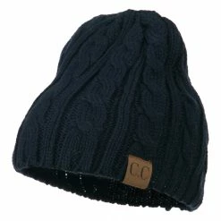 Cheveux Solid Cable Knit Beanie -Adams Shop sc016ps navy 1