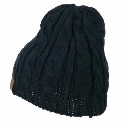 Cheveux Solid Cable Knit Beanie -Adams Shop sc016ps navy 2