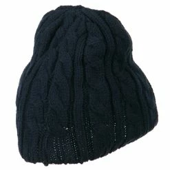Cheveux Solid Cable Knit Beanie -Adams Shop sc016ps navy 3