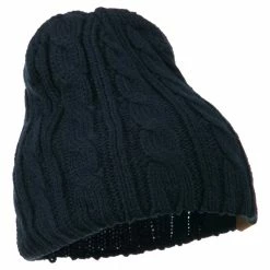 Cheveux Solid Cable Knit Beanie -Adams Shop sc016ps navy 4