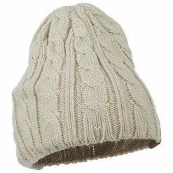 Cheveux Solid Cable Knit Beanie -Adams Shop sc017ps beige 4