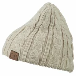 Cheveux Solid Cable Knit Beanie -Adams Shop sc017ps beige 5