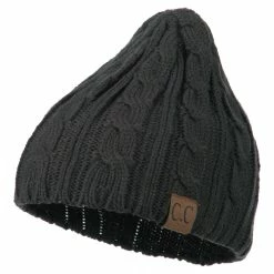 Cheveux Solid Cable Knit Beanie -Adams Shop sc018ps grey 1