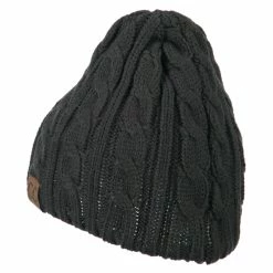 Cheveux Solid Cable Knit Beanie -Adams Shop sc018ps grey 2