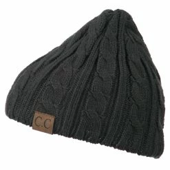 Cheveux Solid Cable Knit Beanie -Adams Shop sc018ps grey 5
