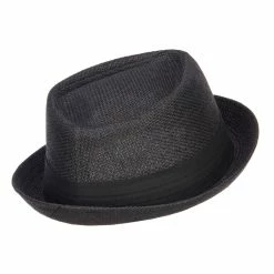 Hatiya Solid Upbrim Pork Pie Fedora -Adams Shop sd001pp black 3 1