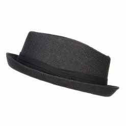 Hatiya Solid Upbrim Pork Pie Fedora -Adams Shop sd001pp black 5 1