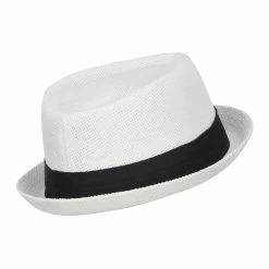Hatiya Solid Upbrim Pork Pie Fedora -Adams Shop sd002pp white 3 1