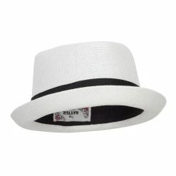 Hatiya Solid Upbrim Pork Pie Fedora -Adams Shop sd002pp white 4 1
