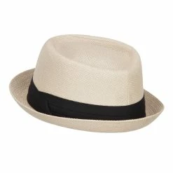 Hatiya Solid Upbrim Pork Pie Fedora -Adams Shop sd003pp tan 2 1