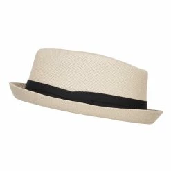 Hatiya Solid Upbrim Pork Pie Fedora -Adams Shop sd003pp tan 5 1