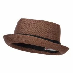 Hatiya Solid Upbrim Pork Pie Fedora -Adams Shop sd004pp brown 1 1