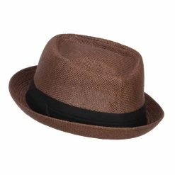 Hatiya Solid Upbrim Pork Pie Fedora -Adams Shop sd004pp brown 2 1