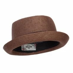 Hatiya Solid Upbrim Pork Pie Fedora -Adams Shop sd004pp brown 4 1