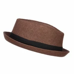 Hatiya Solid Upbrim Pork Pie Fedora -Adams Shop sd004pp brown 5 1