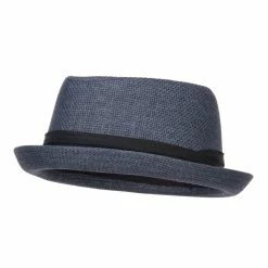 Hatiya Solid Upbrim Pork Pie Fedora -Adams Shop sd005pp navy 1 1
