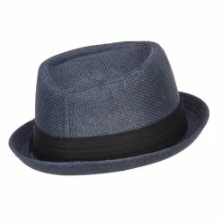 Hatiya Solid Upbrim Pork Pie Fedora -Adams Shop sd005pp navy 3 1