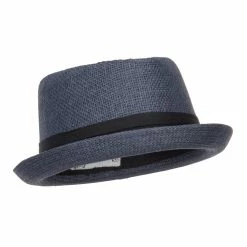 Hatiya Solid Upbrim Pork Pie Fedora -Adams Shop sd005pp navy 4 1