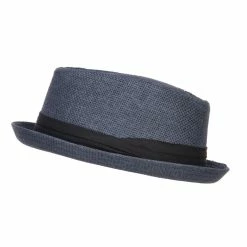 Hatiya Solid Upbrim Pork Pie Fedora -Adams Shop sd005pp navy 5 1