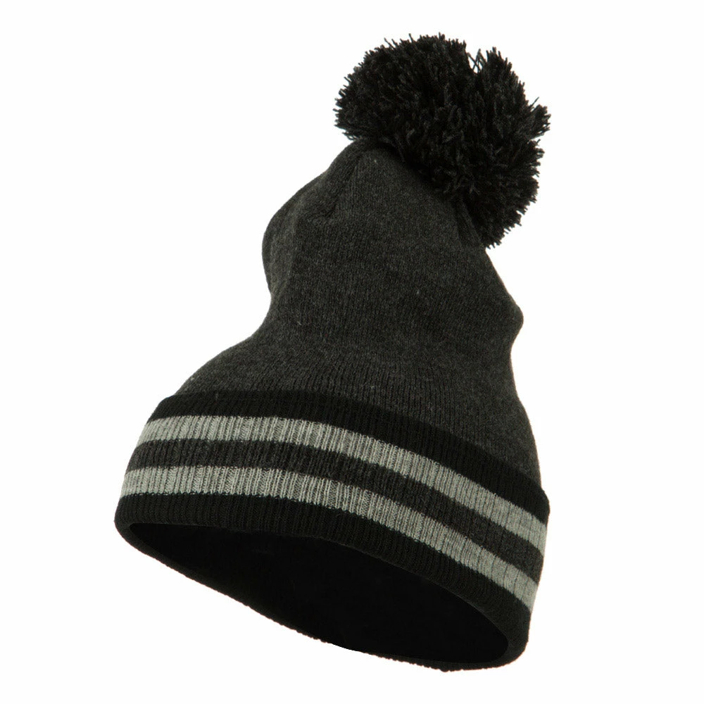 City Hunter Knit Pom Striped Cuff Beanie 8 City Hunter Knit Pom Striped Cuff Beanie - Image 6