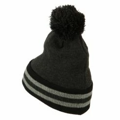 City Hunter Knit Pom Striped Cuff Beanie 23 City Hunter Knit Pom Striped Cuff Beanie -Adams Shop sf002bf charcoal 2 1