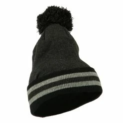 City Hunter Knit Pom Striped Cuff Beanie 25 City Hunter Knit Pom Striped Cuff Beanie -Adams Shop sf002bf charcoal 4 1