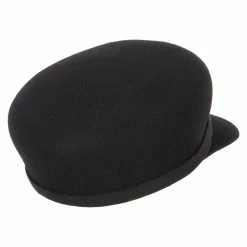 Jeanne Simmons Women's Silver Buckle Accented Band Trim Round Top Crown Wool Newsboy Cap -Adams Shop si001cb black 3