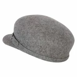 Jeanne Simmons Women's Silver Buckle Accented Band Trim Round Top Crown Wool Newsboy Cap -Adams Shop si002cb grey 2
