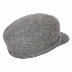Jeanne Simmons Women's Silver Buckle Accented Band Trim Round Top Crown Wool Newsboy Cap -Adams Shop si002cb grey 3